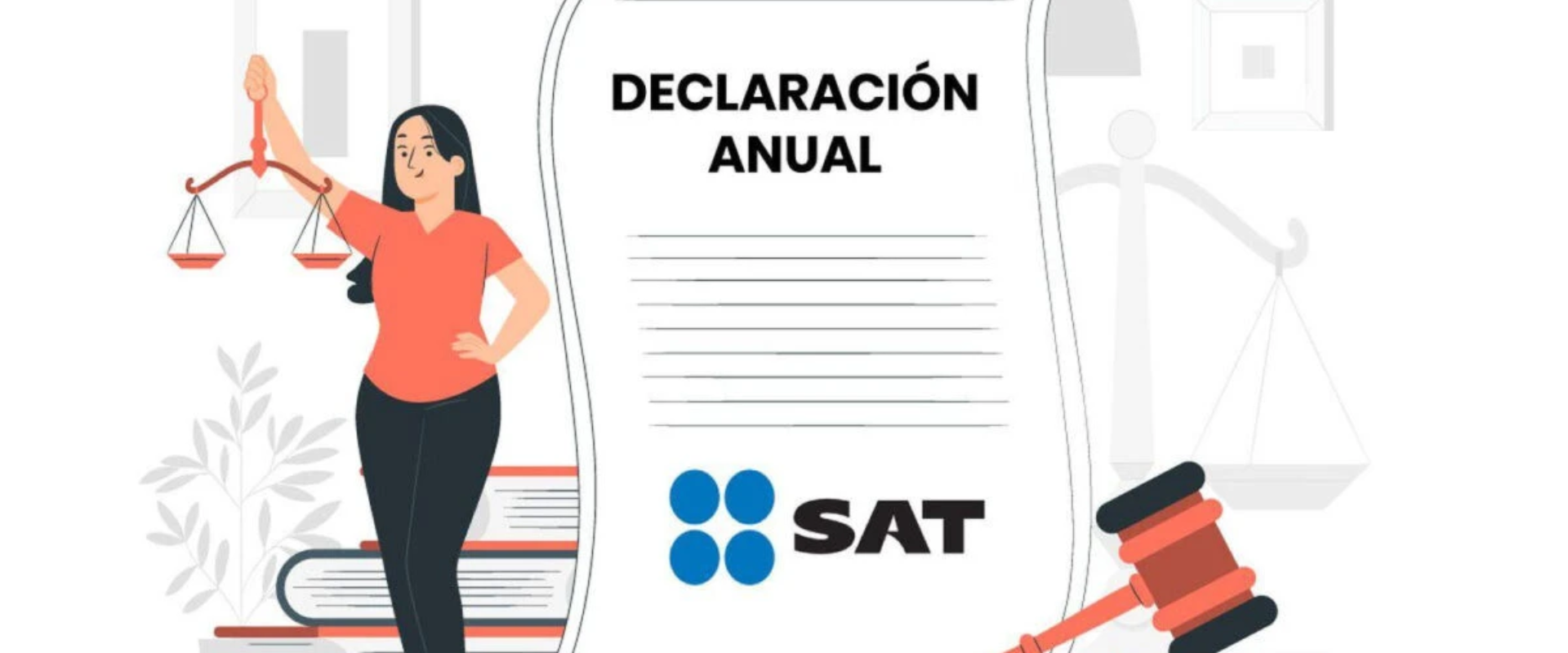 Una persona sosteniendo una balanza y alado una hoja del SAT