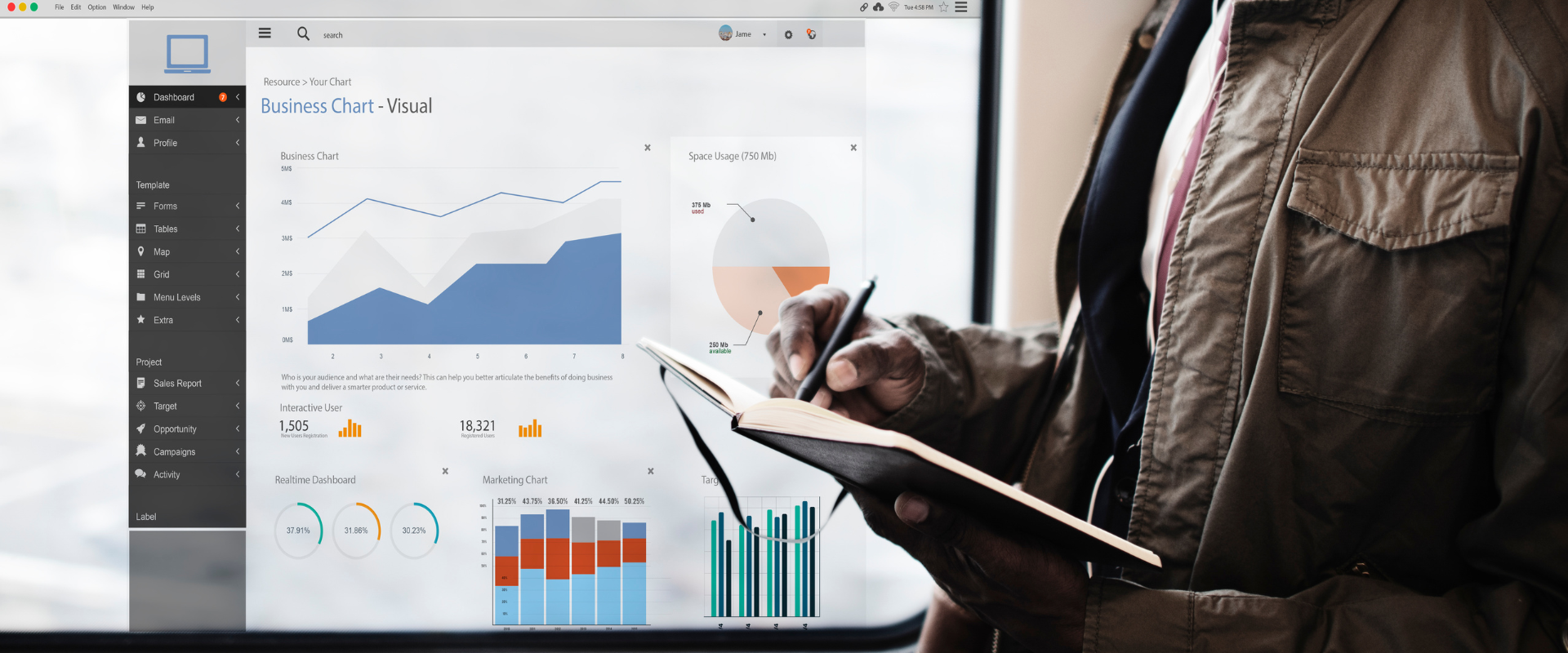 Concepto de informe de gráficos visuales de gráfico empresarial