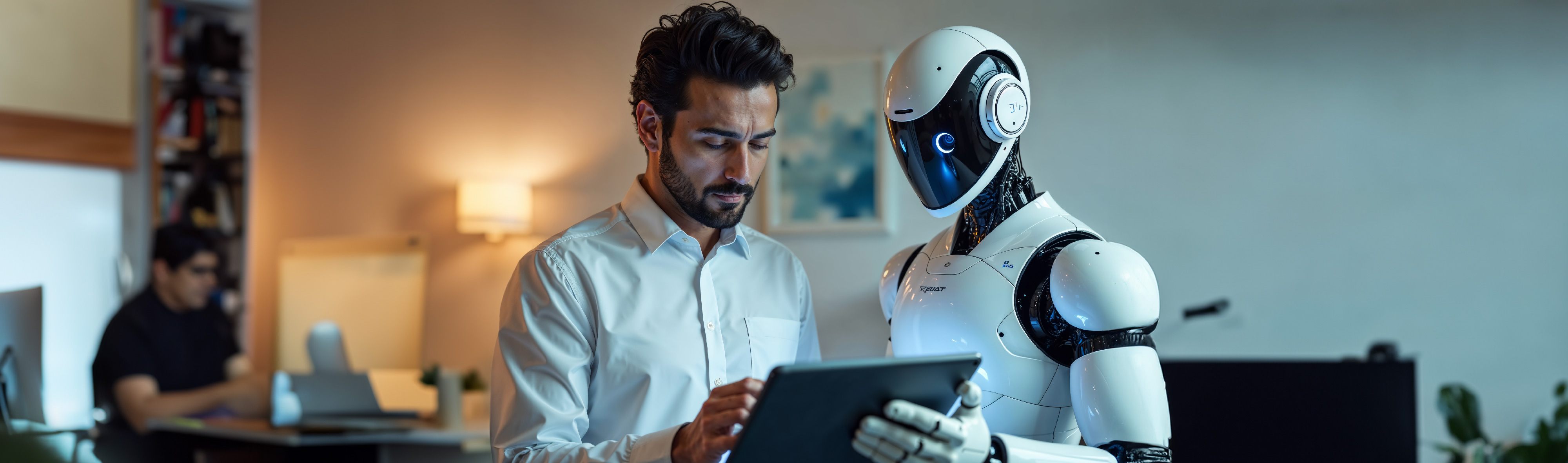 Un robot que está en una conversación con un humano